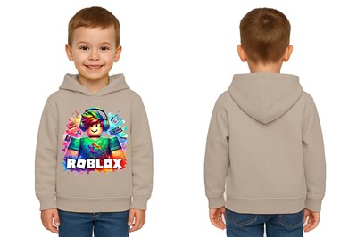Unisex roblox Baskılı Çocuk Swaetshirt  Baskılı Kapüşonlu 3 İplik Şardonlu