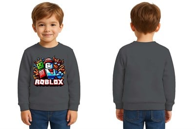 Unisex roblox Baskılı Çocuk Swaetshirt 3 İplik Şardonlu
