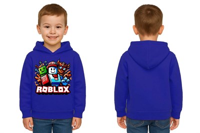 Unisex roblox Baskılı Çocuk Swaetshirt  Baskılı Kapüşonlu 3 İplik Şardonlu