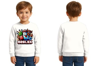 Unisex roblox Baskılı Çocuk Swaetshirt 3 İplik Şardonlu