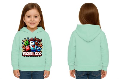Unisex roblox Baskılı Çocuk Swaetshirt  Baskılı Kapüşonlu 3 İplik Şardonlu