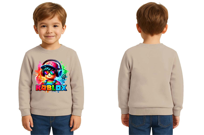 Unisex roblox Baskılı Çocuk Swaetshirt 3 İplik Şardonlu