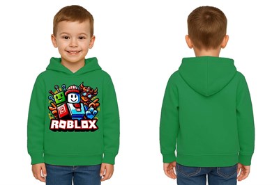 Unisex roblox Baskılı Çocuk Swaetshirt  Baskılı Kapüşonlu 3 İplik Şardonlu