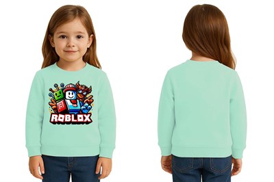 Unisex roblox Baskılı Çocuk Swaetshirt 3 İplik Şardonlu