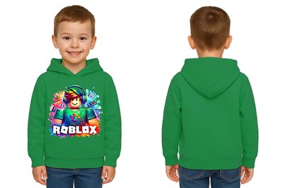 Unisex roblox Baskılı Çocuk Swaetshirt  Baskılı Kapüşonlu 3 İplik Şardonlu