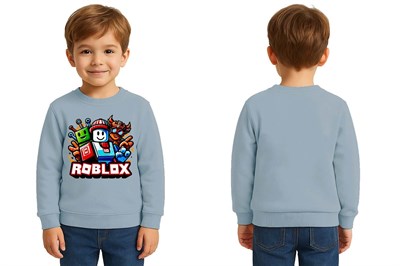 Unisex roblox Baskılı Çocuk Swaetshirt 3 İplik Şardonlu