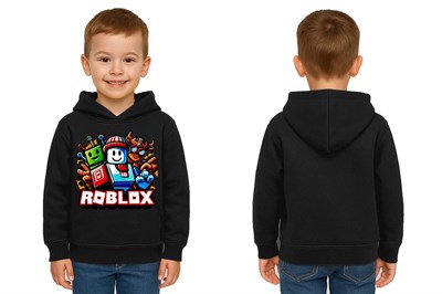 Unisex roblox Baskılı Çocuk Swaetshirt  Baskılı Kapüşonlu 3 İplik Şardonlu