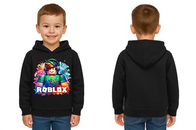 Unisex roblox Baskılı Çocuk Swaetshirt  Baskılı Kapüşonlu 3 İplik Şardonlu