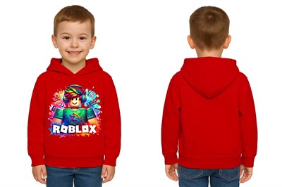 Unisex roblox Baskılı Çocuk Swaetshirt  Baskılı Kapüşonlu 3 İplik Şardonlu