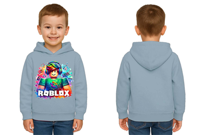 Unisex roblox Baskılı Çocuk Swaetshirt  Baskılı Kapüşonlu 3 İplik Şardonlu