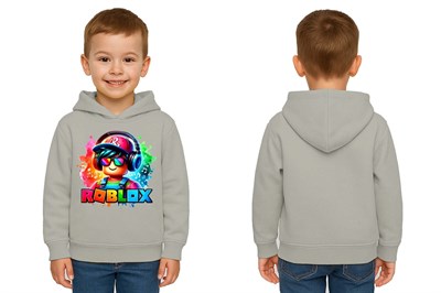 Unisex roblox Baskılı Çocuk Swaetshirt  Baskılı Kapüşonlu 3 İplik Şardonlu