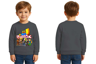 Unisex roblox Baskılı Çocuk Swaetshirt 3 İplik Şardonlu