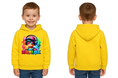 Unisex roblox Baskılı Çocuk Swaetshirt  Baskılı Kapüşonlu 3 İplik Şardonlu