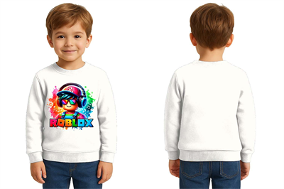 Unisex roblox Baskılı Çocuk Swaetshirt 3 İplik Şardonlu