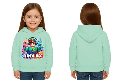 Unisex roblox Baskılı Çocuk Swaetshirt  Baskılı Kapüşonlu 3 İplik Şardonlu