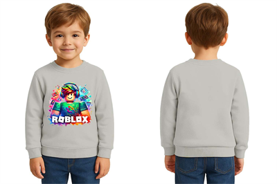Unisex roblox Baskılı Çocuk Swaetshirt 3 İplik Şardonlu
