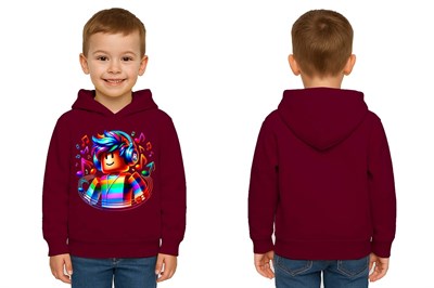 Unisex roblox Baskılı Çocuk Swaetshirt  Baskılı Kapüşonlu 3 İplik Şardonlu