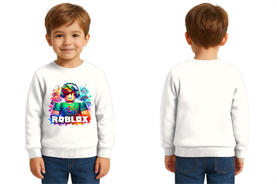 Unisex roblox Baskılı Çocuk Swaetshirt 3 İplik Şardonlu