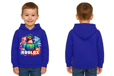 Unisex roblox Baskılı Çocuk Swaetshirt  Baskılı Kapüşonlu 3 İplik Şardonlu
