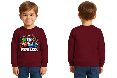 Unisex roblox Baskılı Çocuk Swaetshirt 3 İplik Şardonlu