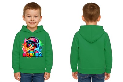 Unisex roblox Baskılı Çocuk Swaetshirt  Baskılı Kapüşonlu 3 İplik Şardonlu