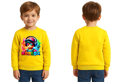 Unisex roblox Baskılı Çocuk Swaetshirt 3 İplik Şardonlu