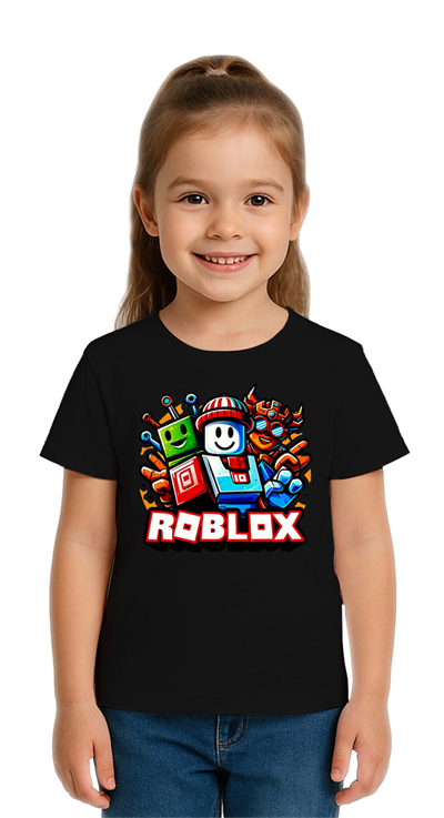 Unisex Roblox Baskılı Çocuk Tişört pamuklu penye kumaş