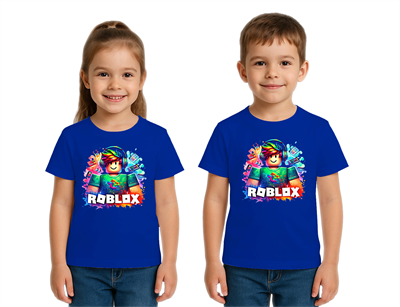 Unisex Roblox Baskılı Çocuk Tişört pamuklu penye kumaş