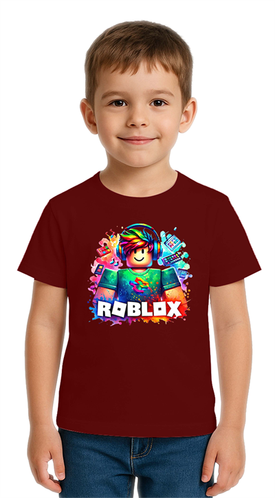 Unisex Roblox Baskılı Çocuk Tişört pamuklu penye kumaş