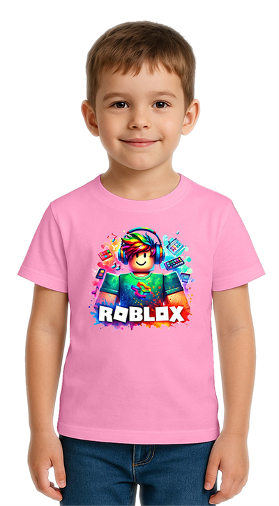 Unisex Roblox Baskılı Çocuk Tişört pamuklu penye kumaş