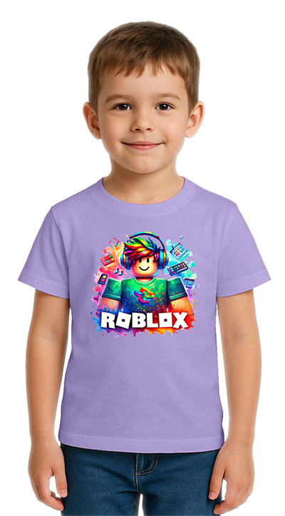Unisex Roblox Baskılı Çocuk Tişört pamuklu penye kumaş