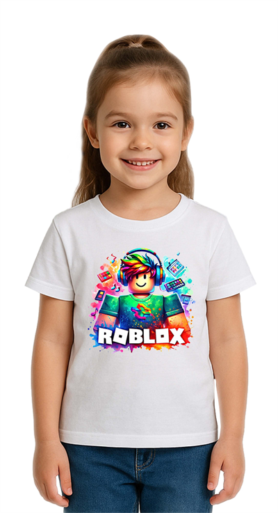 Unisex Roblox Baskılı Çocuk Tişört pamuklu penye kumaş
