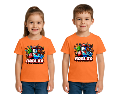 Unisex Roblox Baskılı Çocuk Tişört pamuklu penye kumaş