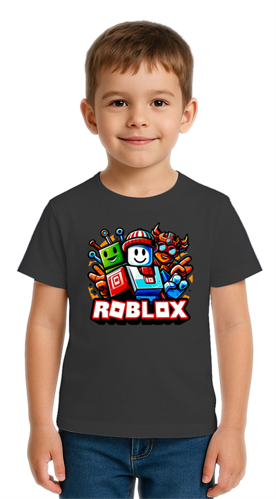 Unisex Roblox Baskılı Çocuk Tişört pamuklu penye kumaş