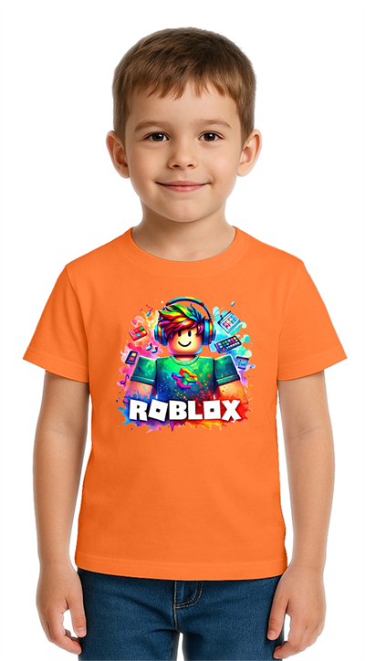 Unisex Roblox Baskılı Çocuk Tişört pamuklu penye kumaş