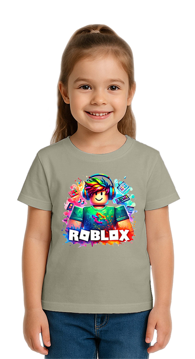 Unisex Roblox Baskılı Çocuk Tişört pamuklu penye kumaş