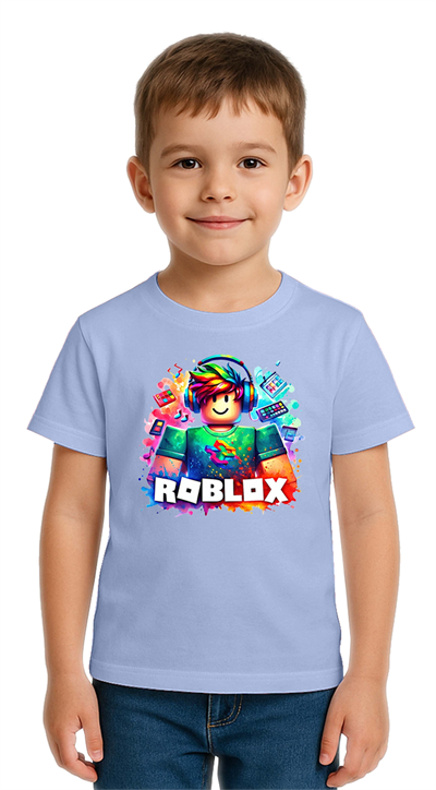 Unisex Roblox Baskılı Çocuk Tişört pamuklu penye kumaş