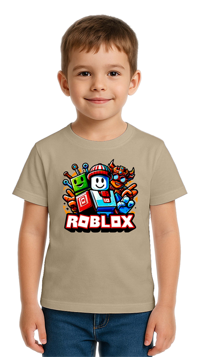 Unisex Roblox Baskılı Çocuk Tişört pamuklu penye kumaş