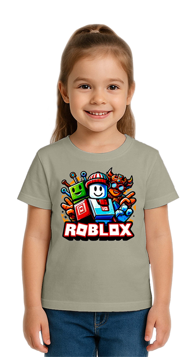 Unisex Roblox Baskılı Çocuk Tişört pamuklu penye kumaş