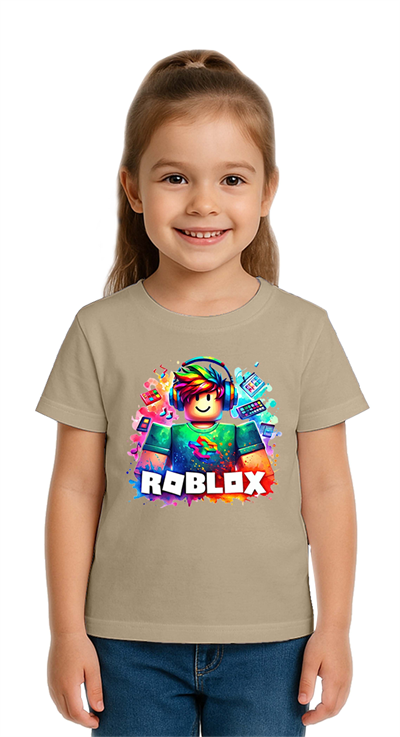 Unisex Roblox Baskılı Çocuk Tişört pamuklu penye kumaş