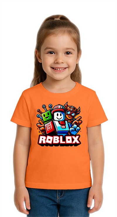 Unisex Roblox Baskılı Çocuk Tişört pamuklu penye kumaş