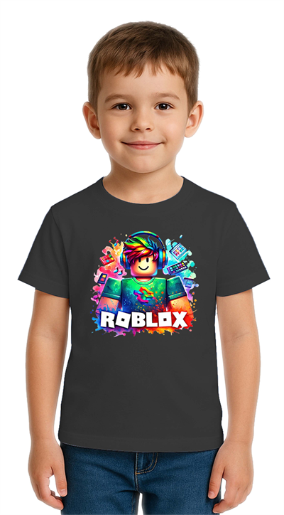 Unisex Roblox Baskılı Çocuk Tişört pamuklu penye kumaş