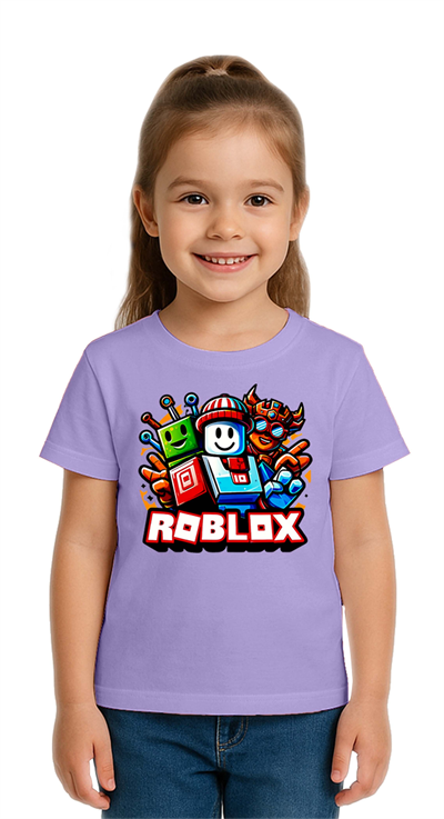 Unisex Roblox Baskılı Çocuk Tişört pamuklu penye kumaş