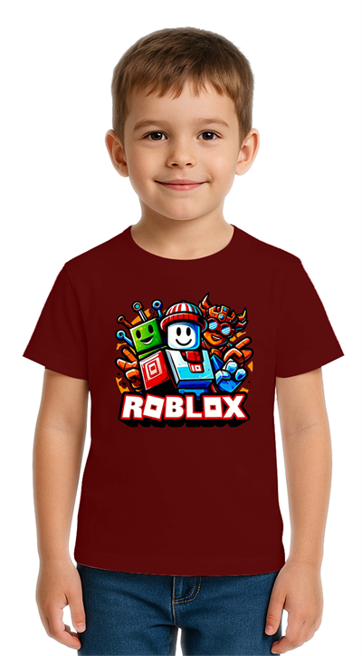 Unisex Roblox Baskılı Çocuk Tişört pamuklu penye kumaş