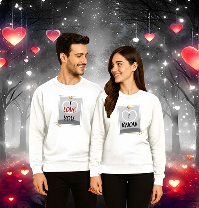 Unisex Sevgililer günü Baskılı yetişkin Swaetshirt 3 İplik Şardonlu