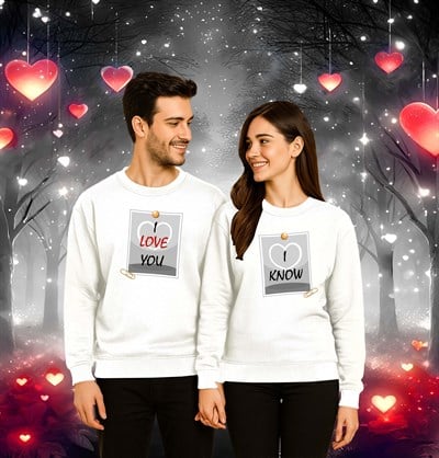 Unisex Sevgililer günü Baskılı yetişkin Swaetshirt 3 İplik Şardonlu