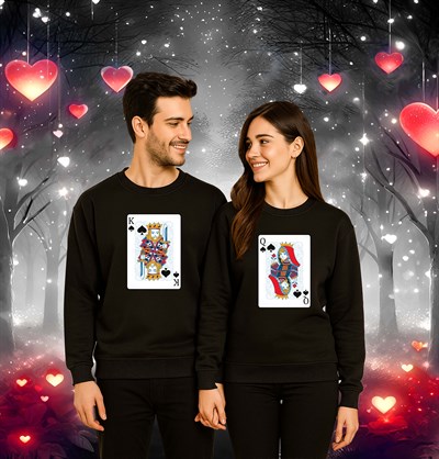 Unisex Sevgililer günü Baskılı yetişkin Swaetshirt 3 İplik Şardonlu