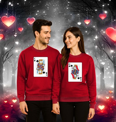 Unisex Sevgililer günü Baskılı yetişkin Swaetshirt 3 İplik Şardonlu