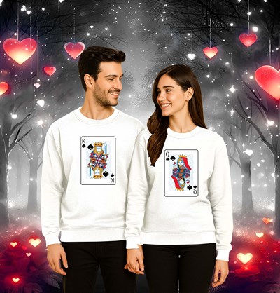 Unisex Sevgililer günü Baskılı yetişkin Swaetshirt 3 İplik Şardonlu