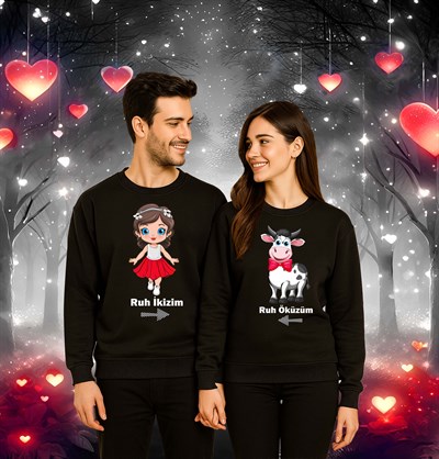 Unisex Sevgililer günü Baskılı yetişkin Swaetshirt 3 İplik Şardonlu